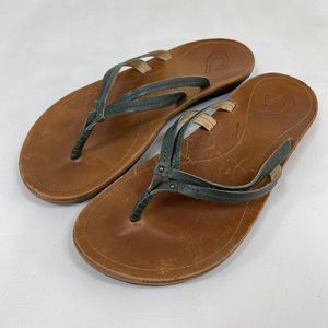 💚BOGO- OluKai Brown and Green Sandals